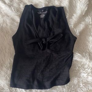 Black tank top tie front